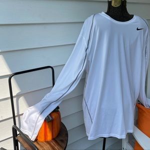 Nike Pro White Long Sleeve Fitted Shirt